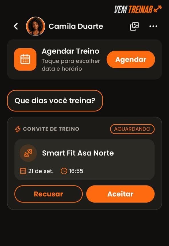 Convite de treino recebido